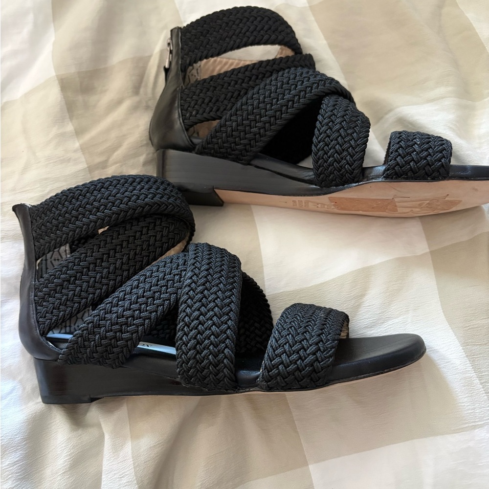 Matt Bernson Black Braided Sandals, Size 7, NWOT